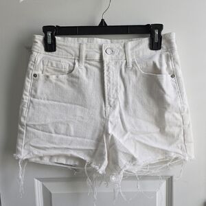 Old Navy White Jean Shorts Distressed Frayed Hem High Rise 6 #4